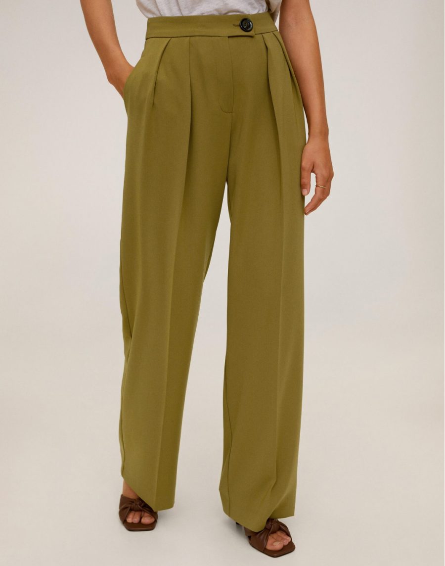 Pleat straight trousers