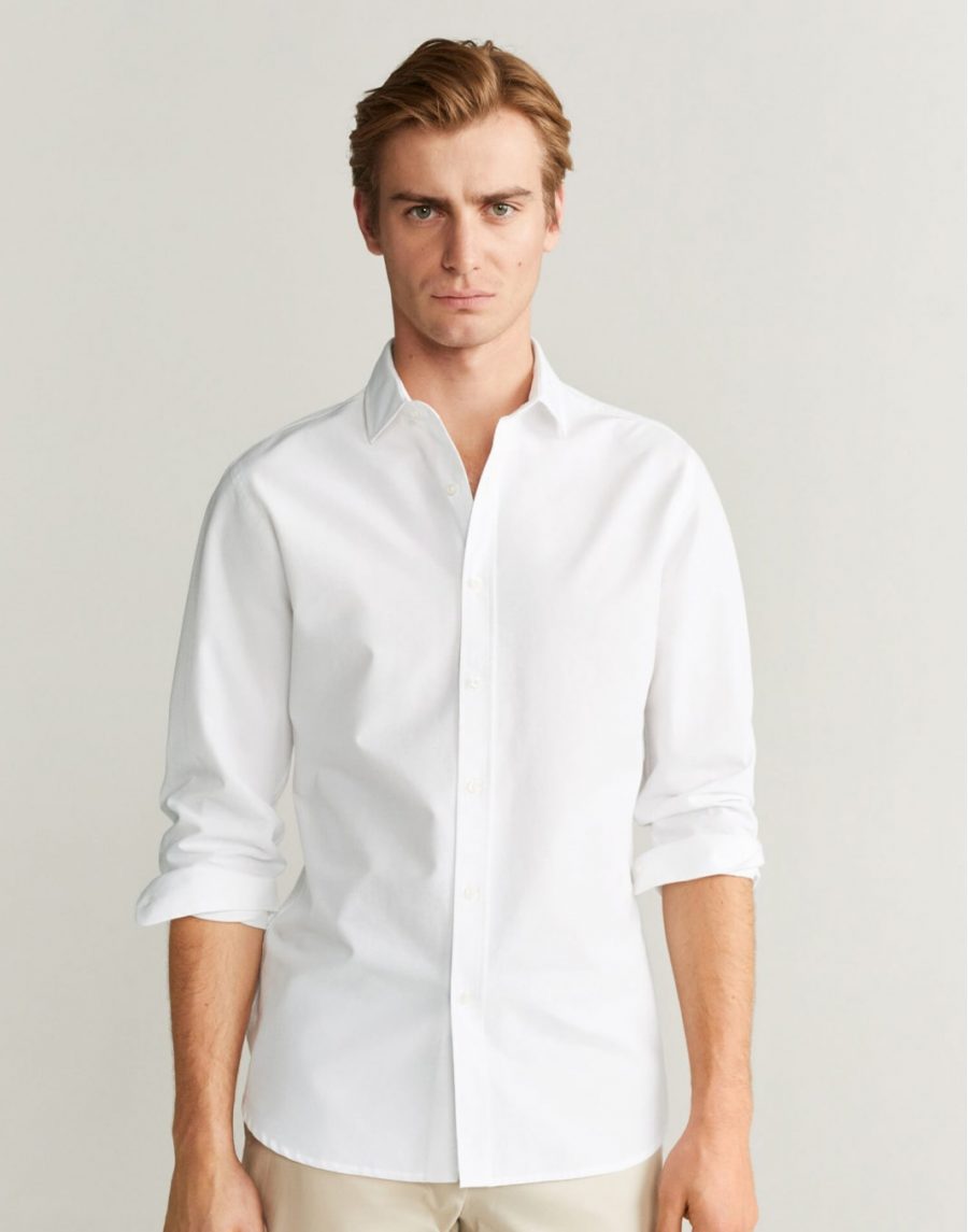 Slim fit structured cotton shirt