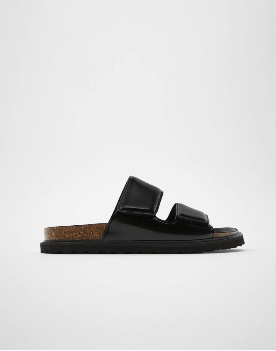 Dark slide sandals