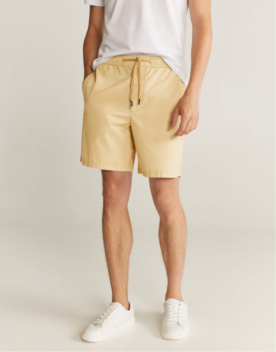 Elastic waist cotton shorts