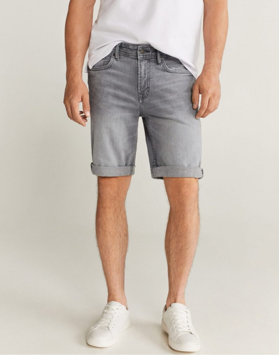 Grey denim Bermuda shorts