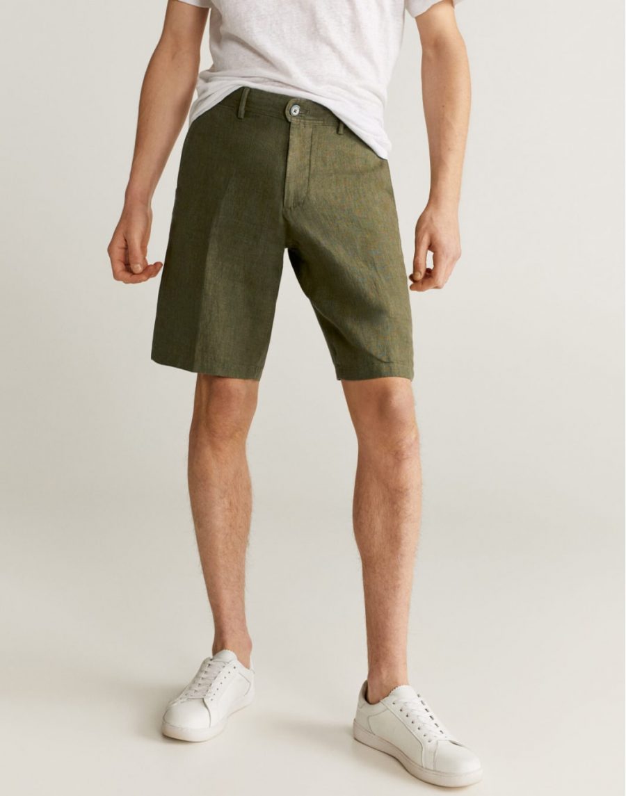 Linen chino Bermuda shorts