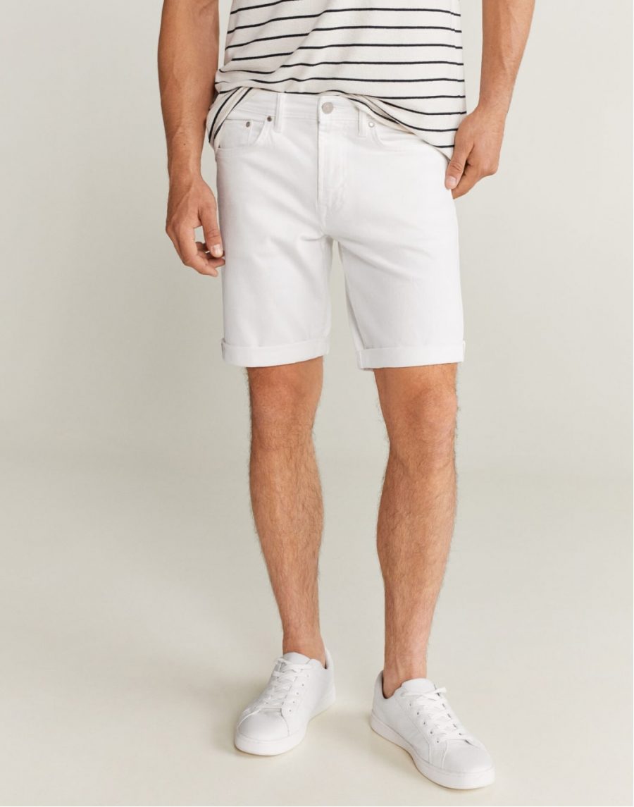 White denim Bermuda shorts