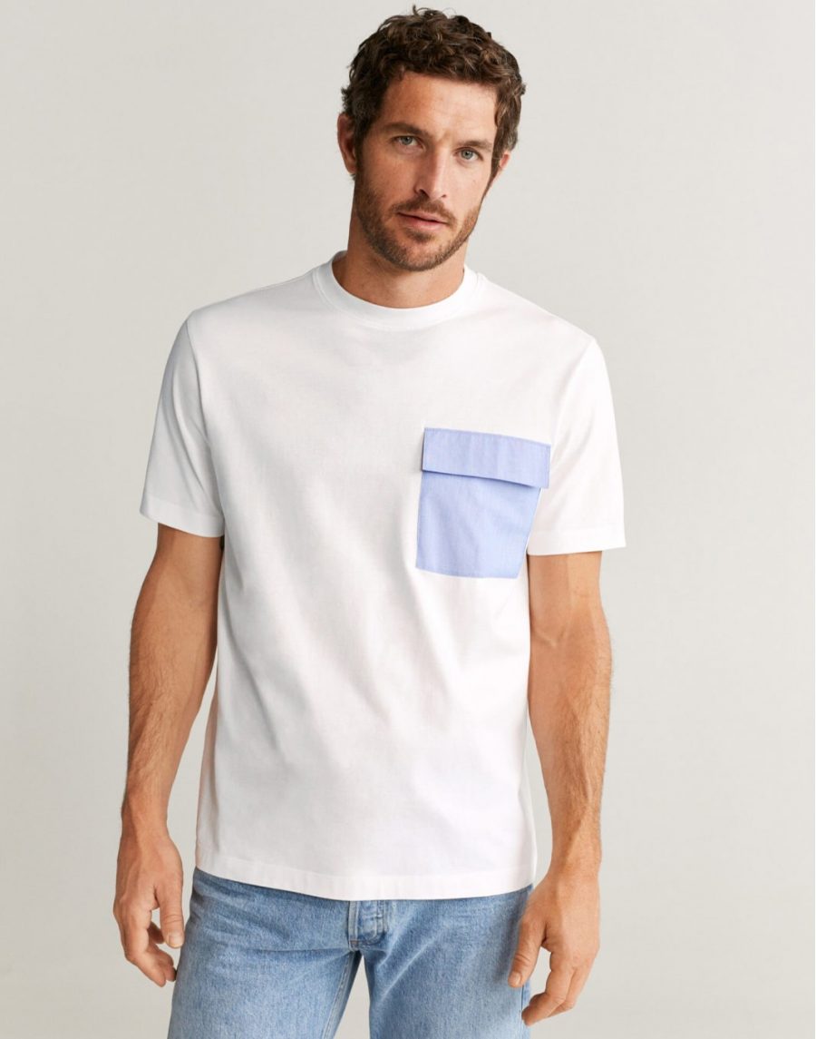 Contrast chest-pocket T-shirt